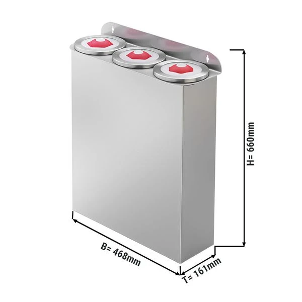 Set Dreifach Becherspender - Kunststoff - Anbauversion 3 Set Dreifach Becherspender - Kunststoff - Anbauversion