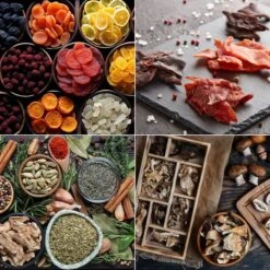 Dörrgerät / Dehydrator PREMIUM - Inkl. 6 Trockenschalen -Beste Küchengeräte Geschäfte DGHB Collage c13b