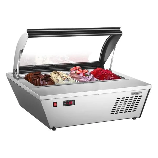 Tisch-Eisvitrine - 805mm - Für 4x 5L Eisbehälter - Gewölbter Deckel 4 Tisch-Eisvitrine - 805mm - Für 4x 5L Eisbehälter - Gewölbter Deckel – Bild 2