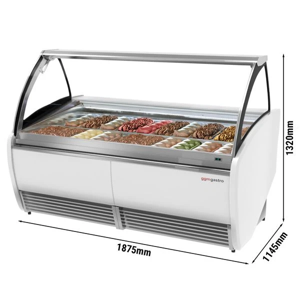 Eistheke - 1960mm - Mit LED-Beleuchtung - Für 20x 5l Behälter - Weiß 4 Eistheke - 1960mm - Mit LED-Beleuchtung - Für 20x 5l Behälter - Weiß – Bild 2