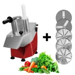 Elektrischer Gemüseschneider- 550 Watt - Rot - Inkl. 5 Schneidescheiben