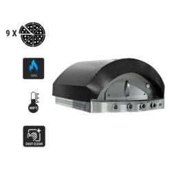 Gas Pizzaofen - Schwarz - 9x 25cm - Manuell -Beste Küchengeräte Geschäfte GPOE15B Icons 0a5a