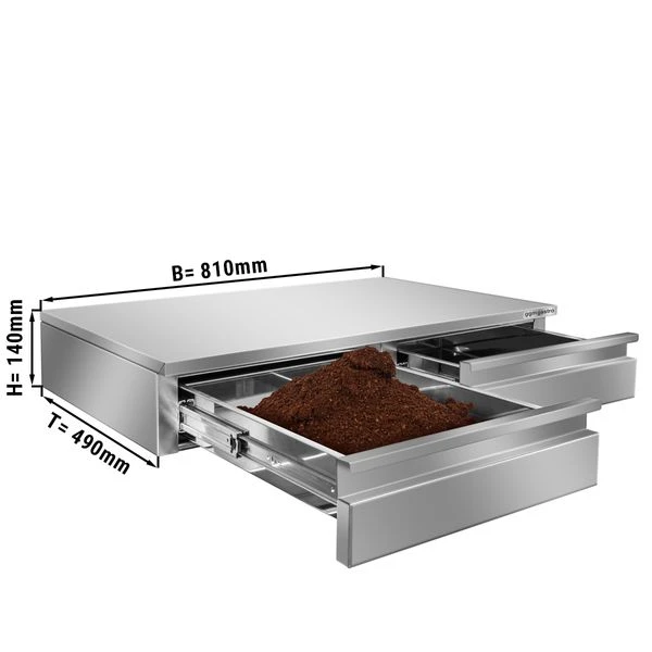Kaffeesatzschublade - Doppelt - 810x490x140mm - Mit Abklopfer 3 Kaffeesatzschublade - Doppelt - 810x490x140mm - Mit Abklopfer
