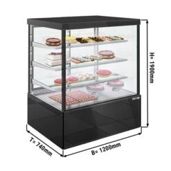 Kuchenvitrine - 1200mm - Mit LED-Beleuchtung, 3 Ablagen & Spiegelfront -Beste Küchengeräte Geschäfte KTG127W N 001 edab