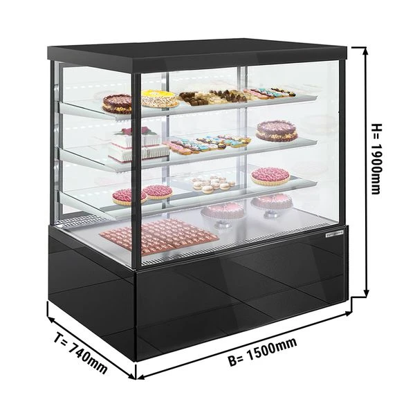 Kuchenvitrine - 1500mm - Mit LED-Beleuchtung, 3 Ablagen & Spiegelfront 5 Kuchenvitrine - 1500mm - Mit LED-Beleuchtung, 3 Ablagen & Spiegelfront – Bild 3