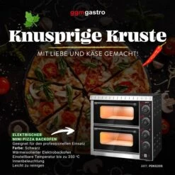 Elektro Mini Pizzaofen - 4+4x 20cm - Manuell -Beste Küchengeräte Geschäfte PDKG20S detail 9 f648