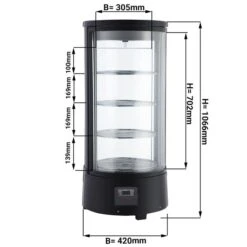 Panoramavitrine - 68 Liter - 420mm - Mit LED-Beleuchtung & 4 Ablagen -Beste Küchengeräte Geschäfte PVNR72r masse fb4b