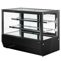 Tisch-Kühlvitrine - 120 Liter - 700mm - Mit 2 Glassblagen - Eckig - Schwarz