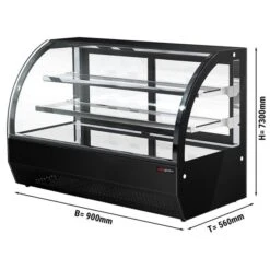 Tisch-Kühlvitrine - 140 Liter - 900mm - Mit 2 Glassblagen - Rund - Schwarz -Beste Küchengeräte Geschäfte TKVH900R 0 94ee