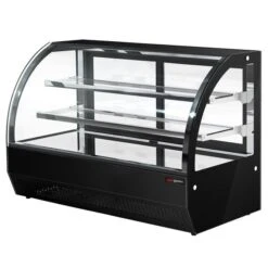 Tisch-Kühlvitrine - 140 Liter - 900mm - Mit 2 Glassblagen - Rund - Schwarz