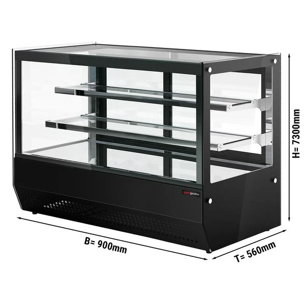 Tisch-Kühlvitrine - 160 Liter - 900mm - Mit 2 Glassblagen - Eckig - Schwarz 5 Tisch-Kühlvitrine - 160 Liter - 900mm - Mit 2 Glassblagen - Eckig - Schwarz – Bild 3