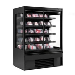 Wandkühlregal - 1330mm - Mit LED-Beleuchtung, Isolierten Glastüren & 4 Ablagen