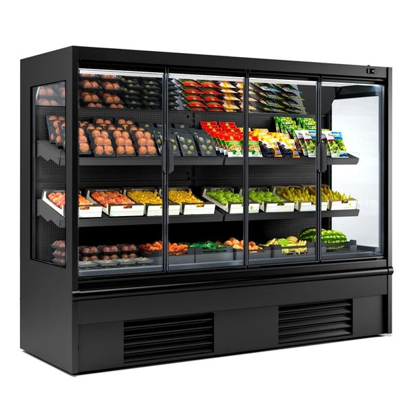 Wandkühlregal - 2580mm - Mit LED-Beleuchtung, Isolierten Glastüren & 2 Ablagen 3 Wandkühlregal - 2580mm - Mit LED-Beleuchtung, Isolierten Glastüren & 2 Ablagen