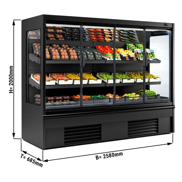 Wandkühlregal - 2580mm - Mit LED-Beleuchtung, Isolierten Glastüren & 2 Ablagen 4 Wandkühlregal - 2580mm - Mit LED-Beleuchtung, Isolierten Glastüren & 2 Ablagen – Bild 2