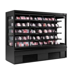 Wandkühlregal - 2580mm - Mit LED-Beleuchtung, Isolierten Glastüren & 4 Ablagen