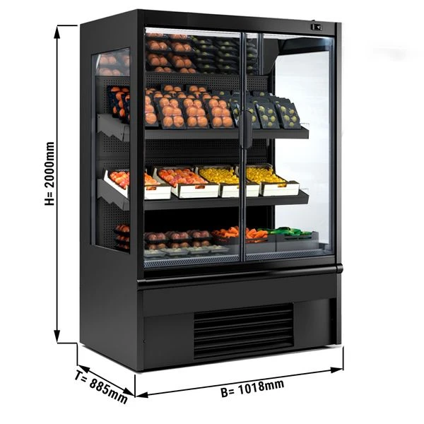 Wandkühlregal - 1018mm - Mit LED-Beleuchtung, Isolierten Glastüren & 2 Ablagen 4 Wandkühlregal - 1018mm - Mit LED-Beleuchtung, Isolierten Glastüren & 2 Ablagen – Bild 2