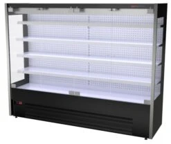 Wandkühlregal - 2525mm - Mit LED-Beleuchtung, Glastüren & 4 Ablagen