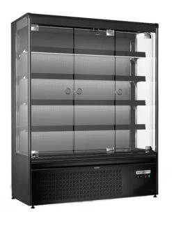 Wandkühlregal - 1500mm - Mit LED-Beleuchtung, Glastüren & 4 Ablagen