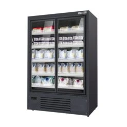 Wand-Tiefkühlregal - 1350mm - Mit LED-Beleuchtung, Isolierten Glastüren & 4 Ablagen