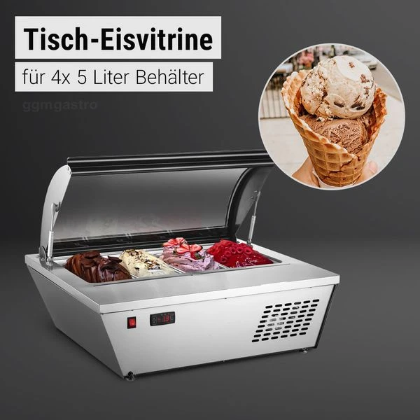 Tisch-Eisvitrine - 805mm - Für 4x 5L Eisbehälter - Gewölbter Deckel 13 Tisch-Eisvitrine - 805mm - Für 4x 5L Eisbehälter - Gewölbter Deckel – Bild 11