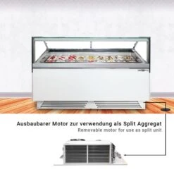 Eistheke - 1700mm - Mit LED-Beleuchtung - Für 18x 5l Oder 12x 7l Behäter -Beste Küchengeräte Geschäfte etc motor 46ed 1