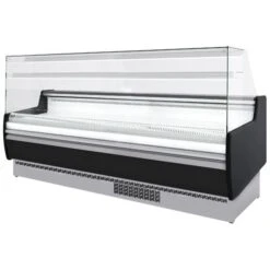 Kühltheke - 2560mm - Mit LED-Beleuchtung & 1 Ablage - Standard Mit Frontblende Schwarz
