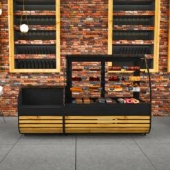 Kassentisch - 800mm - Holzfront - Schwarzer Granit -Beste Küchengeräte Geschäfte kuvc188g 003 6820