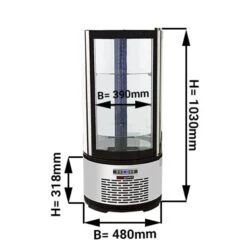 Panoramavitrine - 100 Liter - 480mm - Mit LED-Beleuchtung & 3 Ablagen 7 Panoramavitrine - 100 Liter - 480mm - Mit LED-Beleuchtung & 3 Ablagen -Beste Küchengeräte Geschäfte pvnr100r masse 83f8