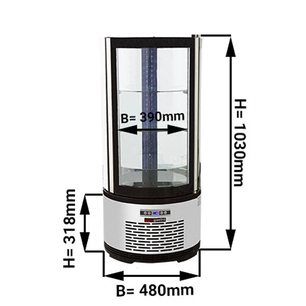 Panoramavitrine - 100 Liter - 480mm - Mit LED-Beleuchtung & 3 Ablagen 5 Panoramavitrine - 100 Liter - 480mm - Mit LED-Beleuchtung & 3 Ablagen – Bild 3
