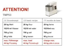 Teigknetmaschine - 53 Liter / 44 Kg - Mit Festem Kessel -Beste Küchengeräte Geschäfte tmp53 c9ed